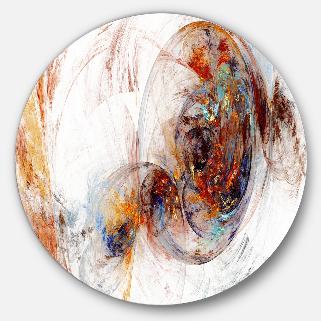 Designart - Colored Smoke Brown' Abstract Circle Metal Wall Art